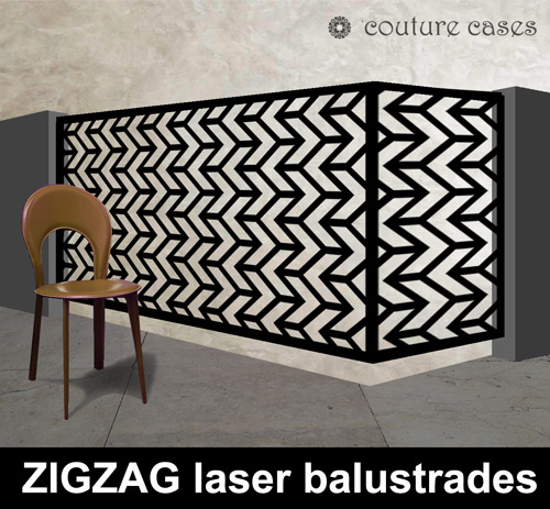 ZIGZAG laser cut metal balustrades with corners from Couture Cases 